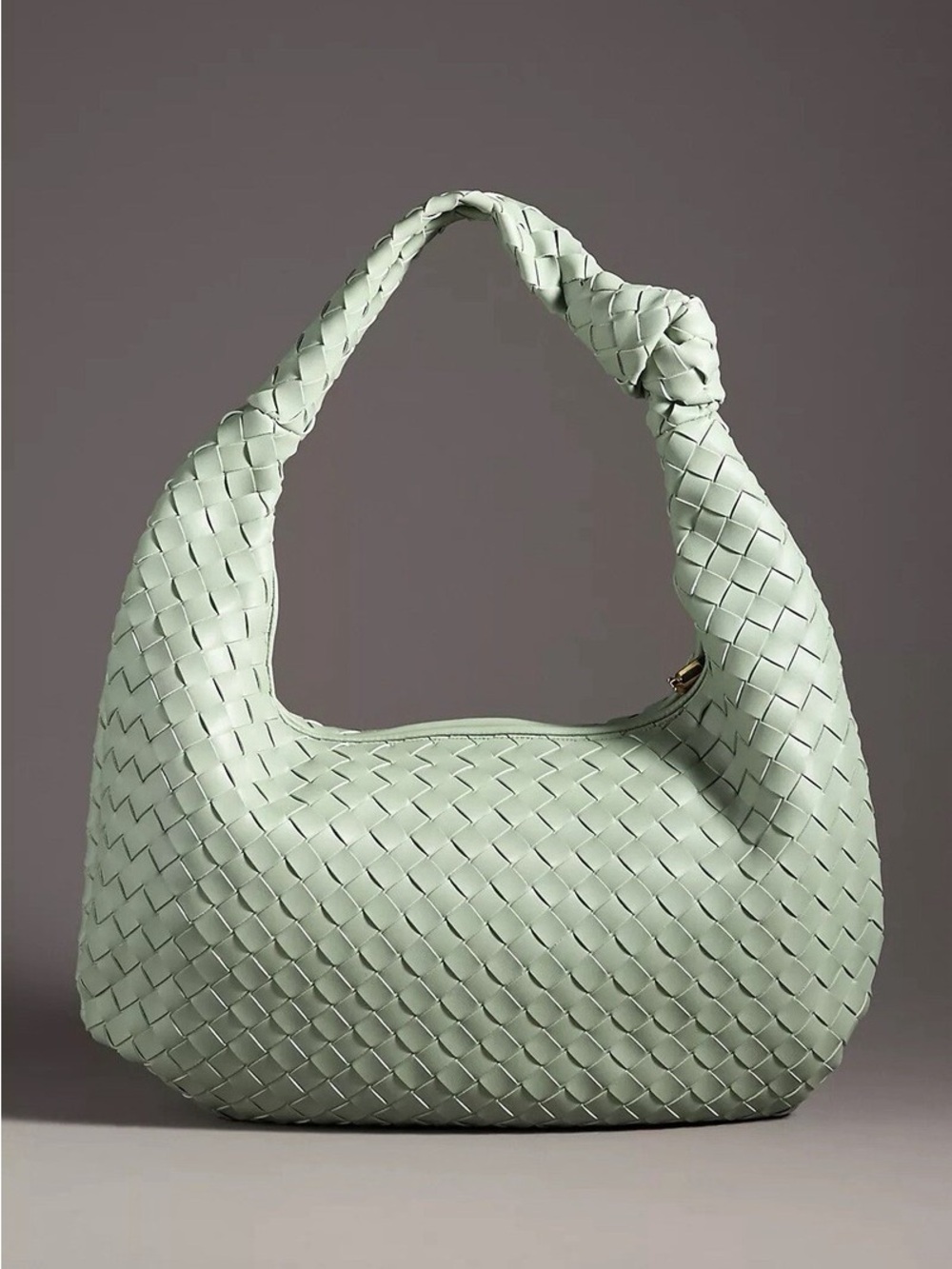 new Anthropologie  melie Bianco Brigitte satchel woven knot bag green